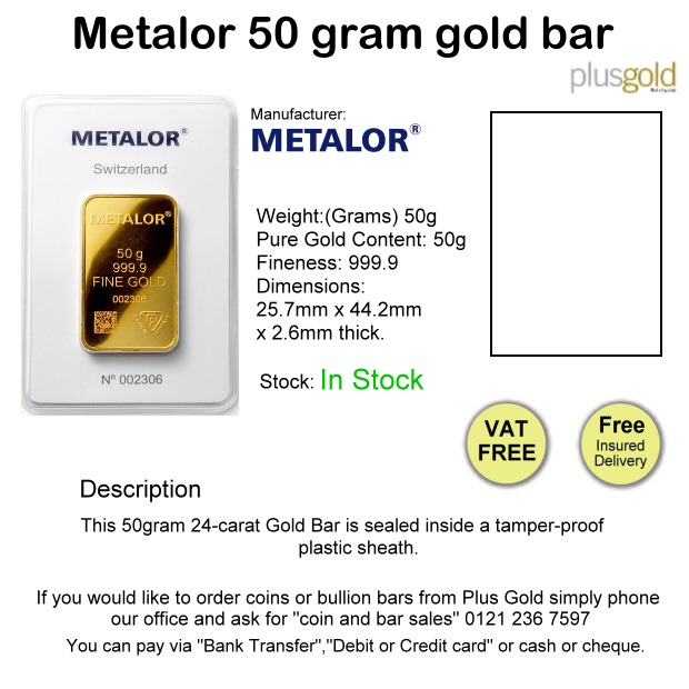 50 gram gold Bar