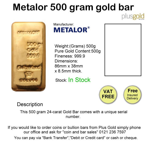 500 gram gold Bar